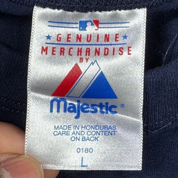 Red Sox Heraty 11 Majestic T Shirt Mens L Blue Henley Baseball MLB Merchandise - Picture 3 of 9